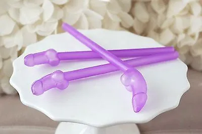 10 Purple Drinking Pecker Straws Penis Cocktail Straws Bachelorette Favor