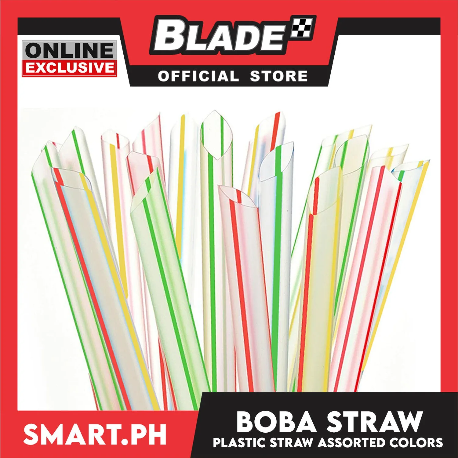 100pcs 21cm Boba Bubble Tea Plastic Straw, Smoothie Straw, Milk Tea Milkshake Straw (Assorted Colors with Stripe)