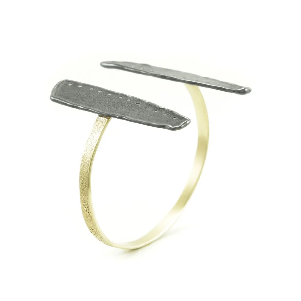 14K Gold and Sterling Silver Wing Cuff Bracelet