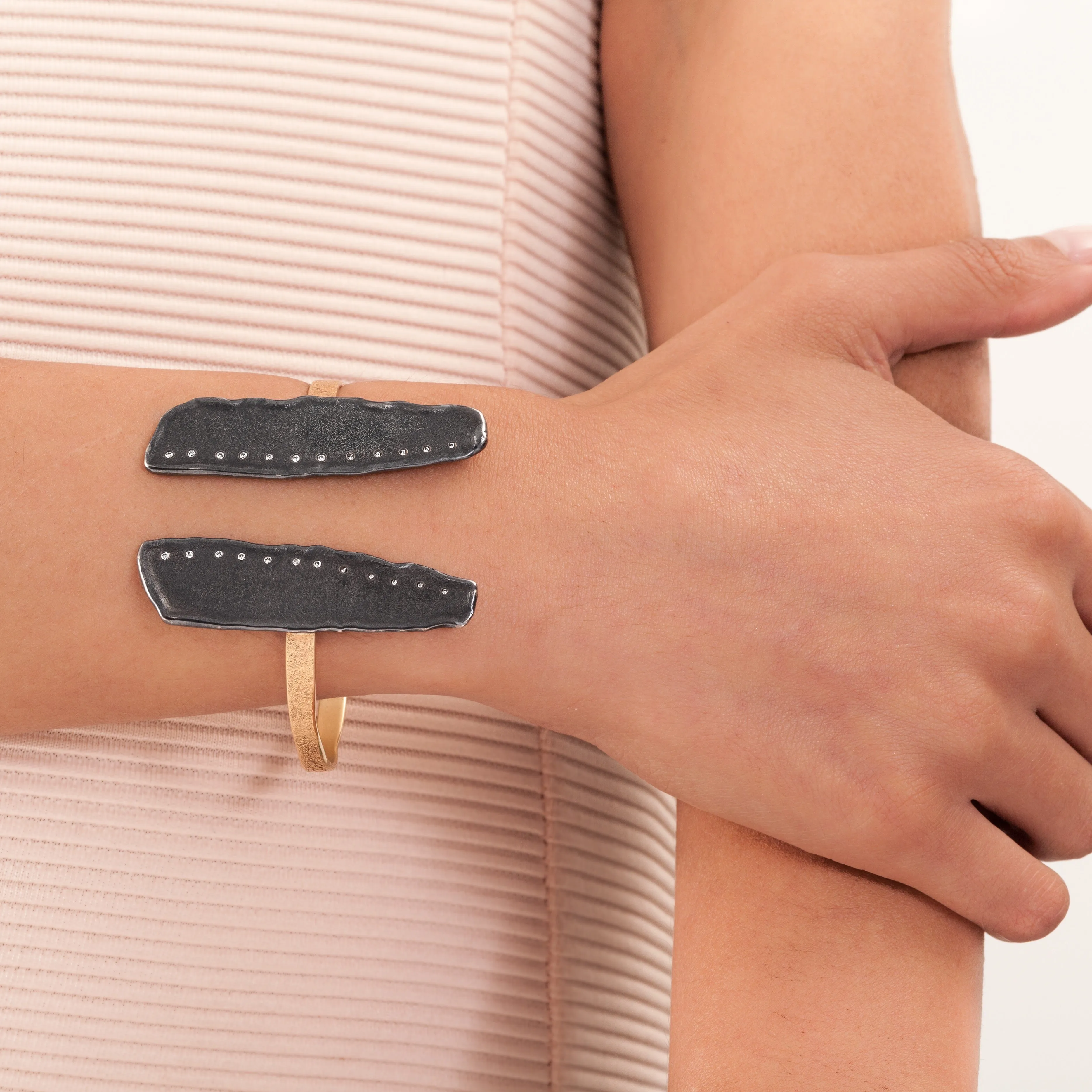 14K Gold and Sterling Silver Wing Cuff Bracelet