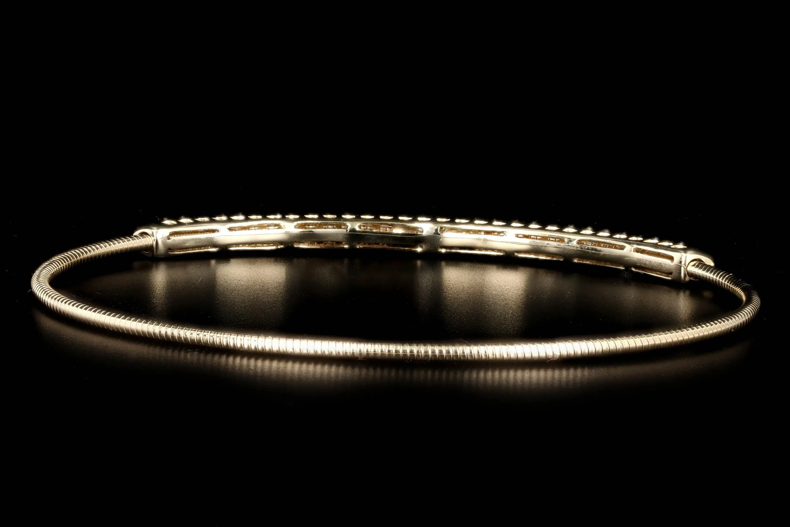 14K White, Yellow, or Rose 0.60 Carat Total Weight Diamond Bar Expandable Bangle