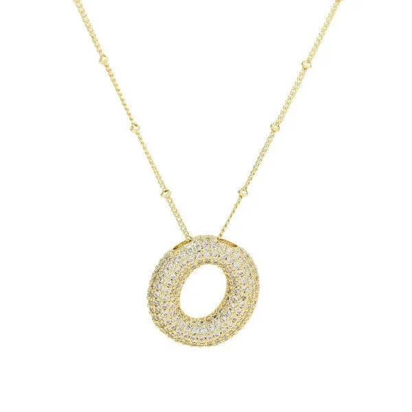18K Gold Bubble Balloon Initial Necklace-Gold