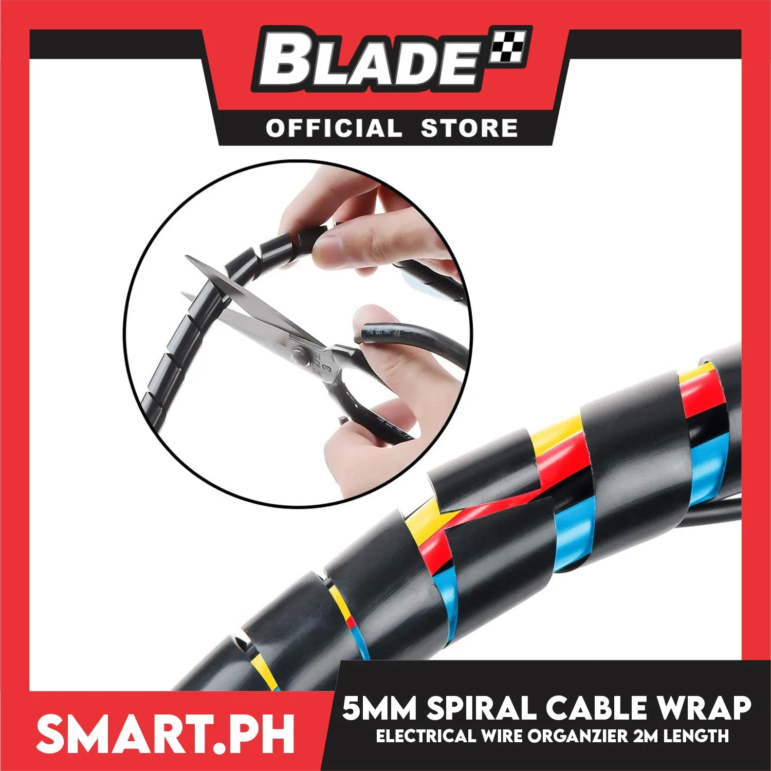 2 meters Cable Spiral Wrap Band Wire Tube Cord Management 5mm CS-6 (Black)