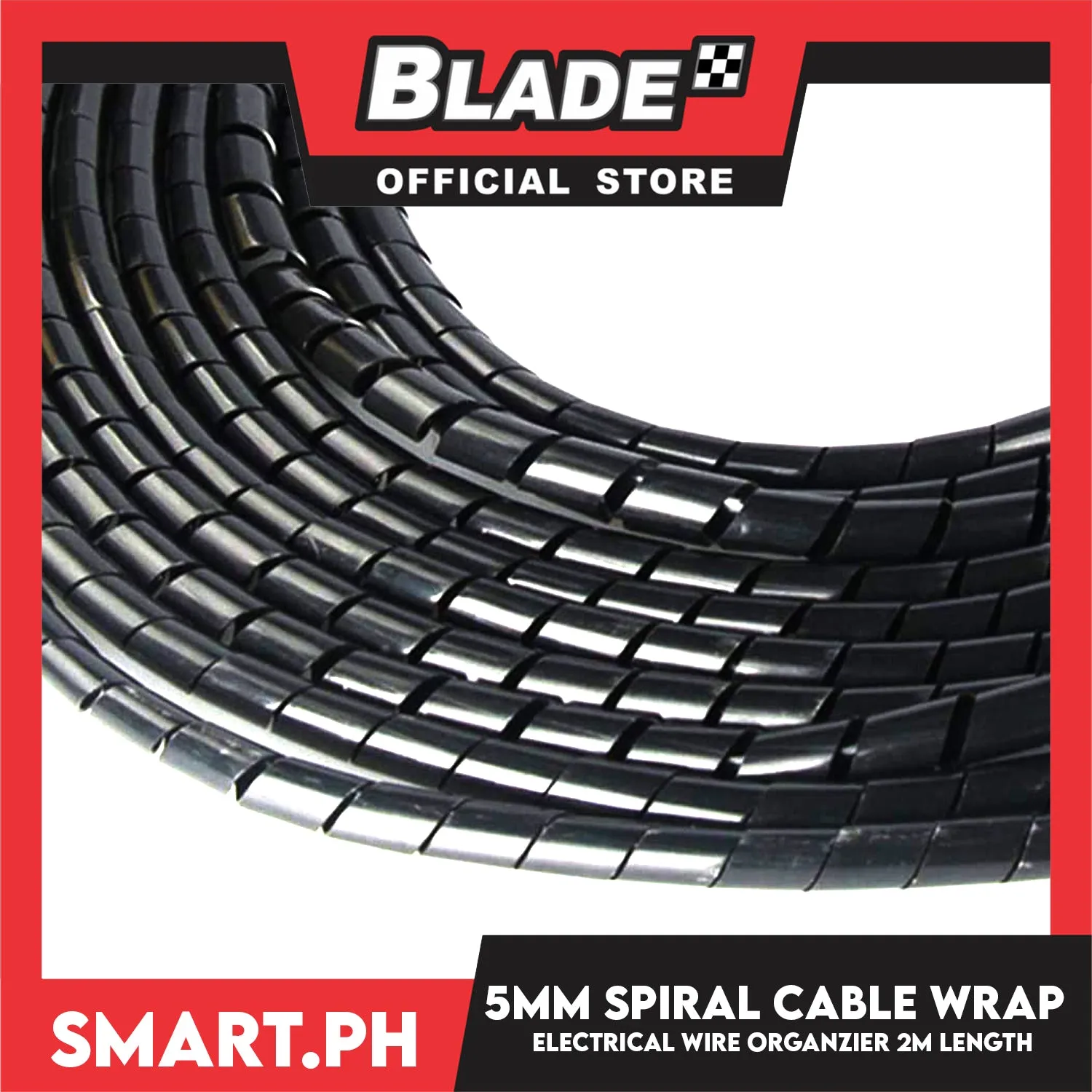 2 meters Cable Spiral Wrap Band Wire Tube Cord Management 5mm CS-6 (Black)