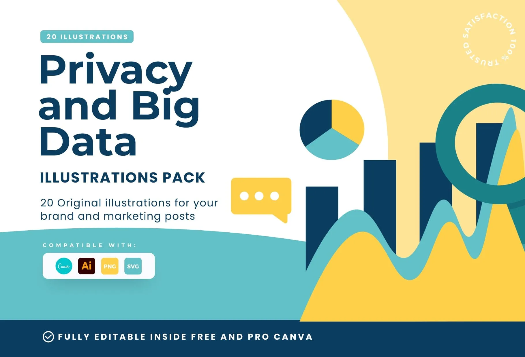 20 Unique Privacy and Big Data Conceptual Illustrations Fully Editable in Canva