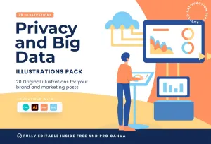 20 Unique Privacy and Big Data Illustrations Fully Editable in Canva