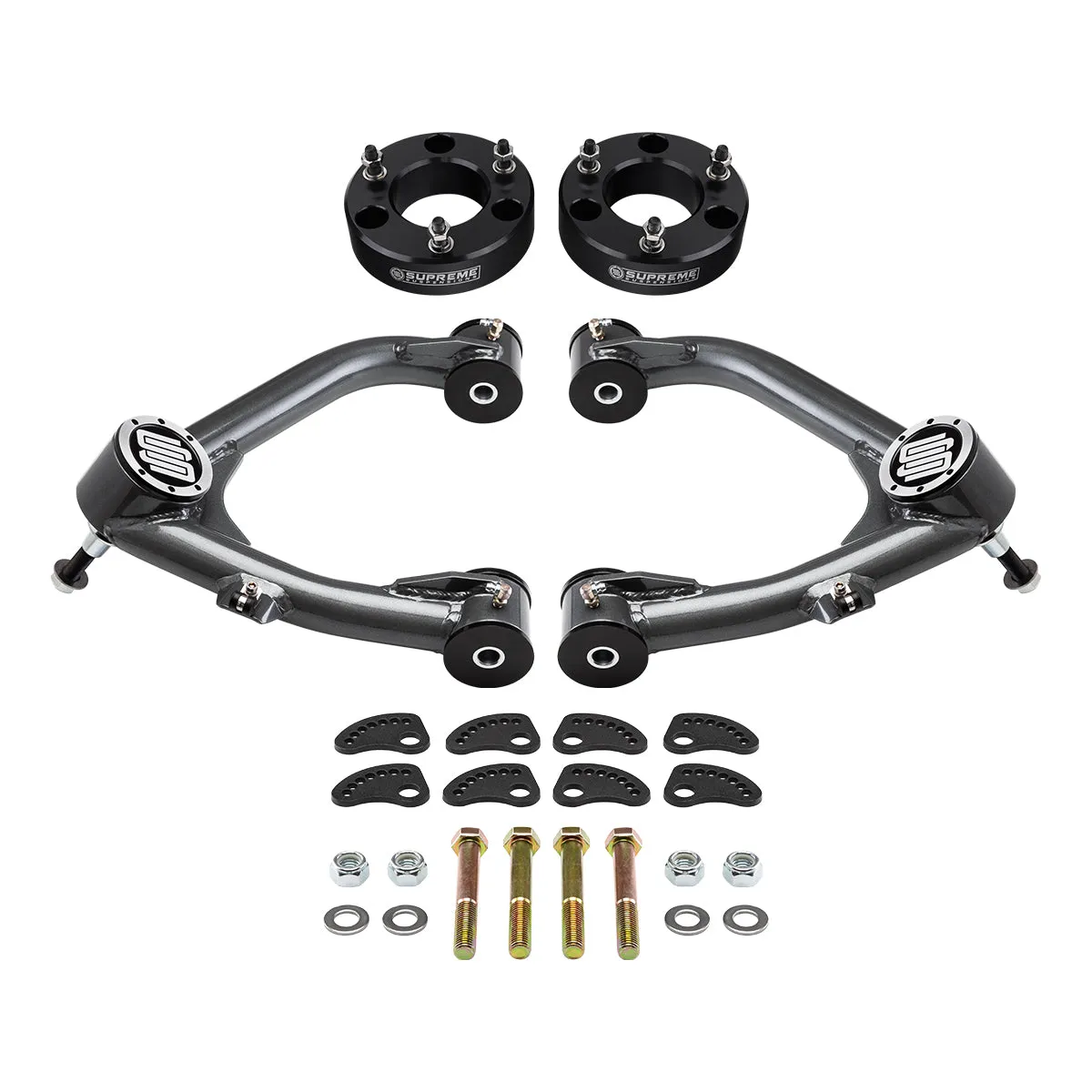 2007-2018 Chevrolet Silverado 1500 Front Leveling Kit with Uni-Ball Upper Control Arms and Camber/Caster Adjusting & Lock-Out Kit