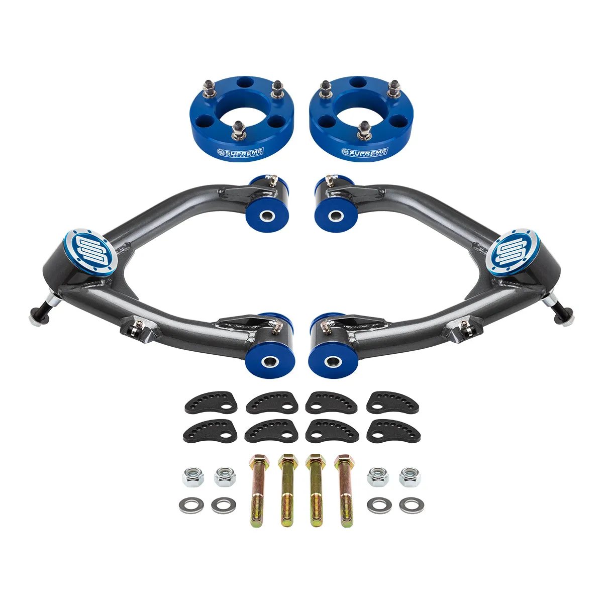 2007-2018 Chevrolet Silverado 1500 Front Leveling Kit with Uni-Ball Upper Control Arms and Camber/Caster Adjusting & Lock-Out Kit