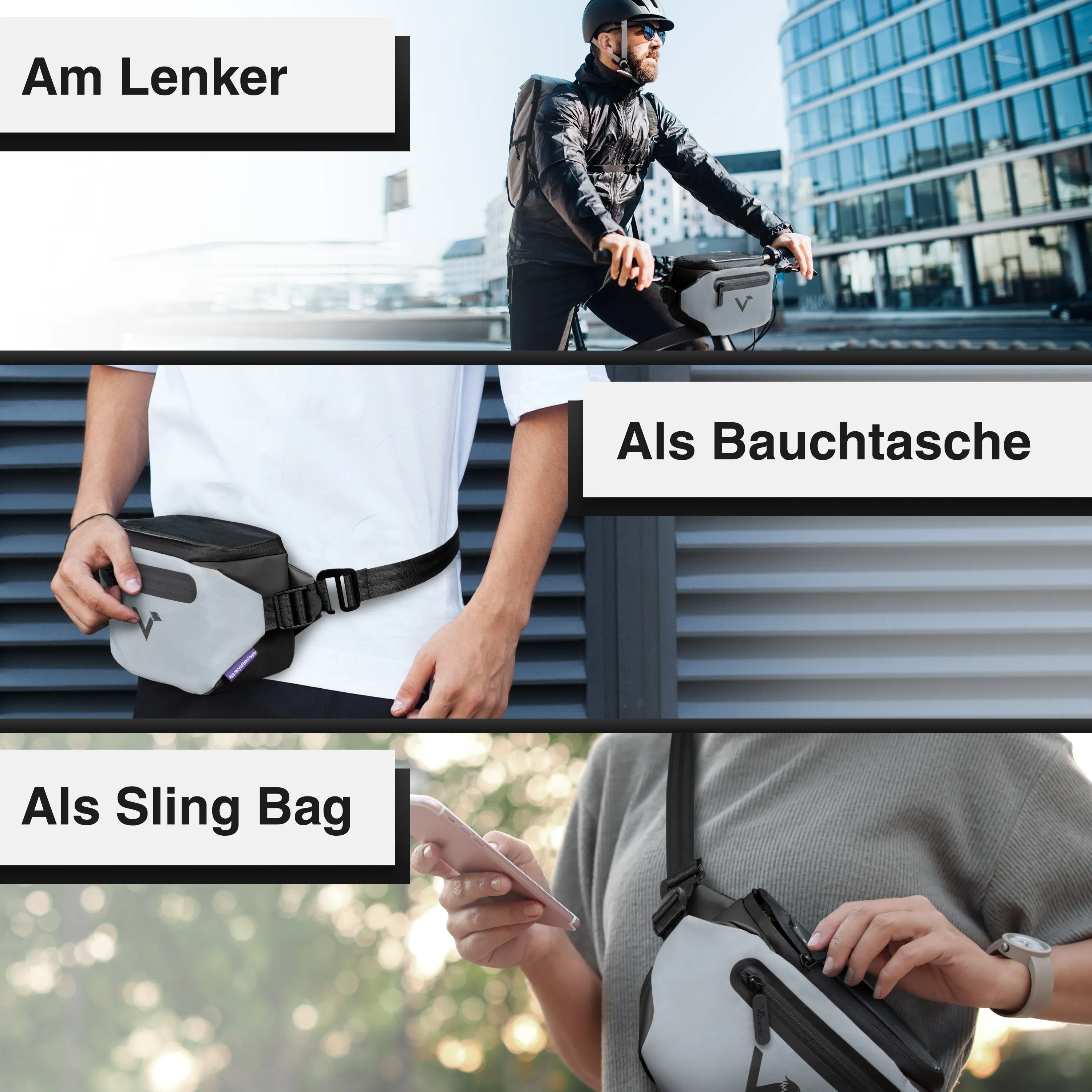 3in1 City Bag - Multifunktionale & reflektierende Lenkertasche | Bundle