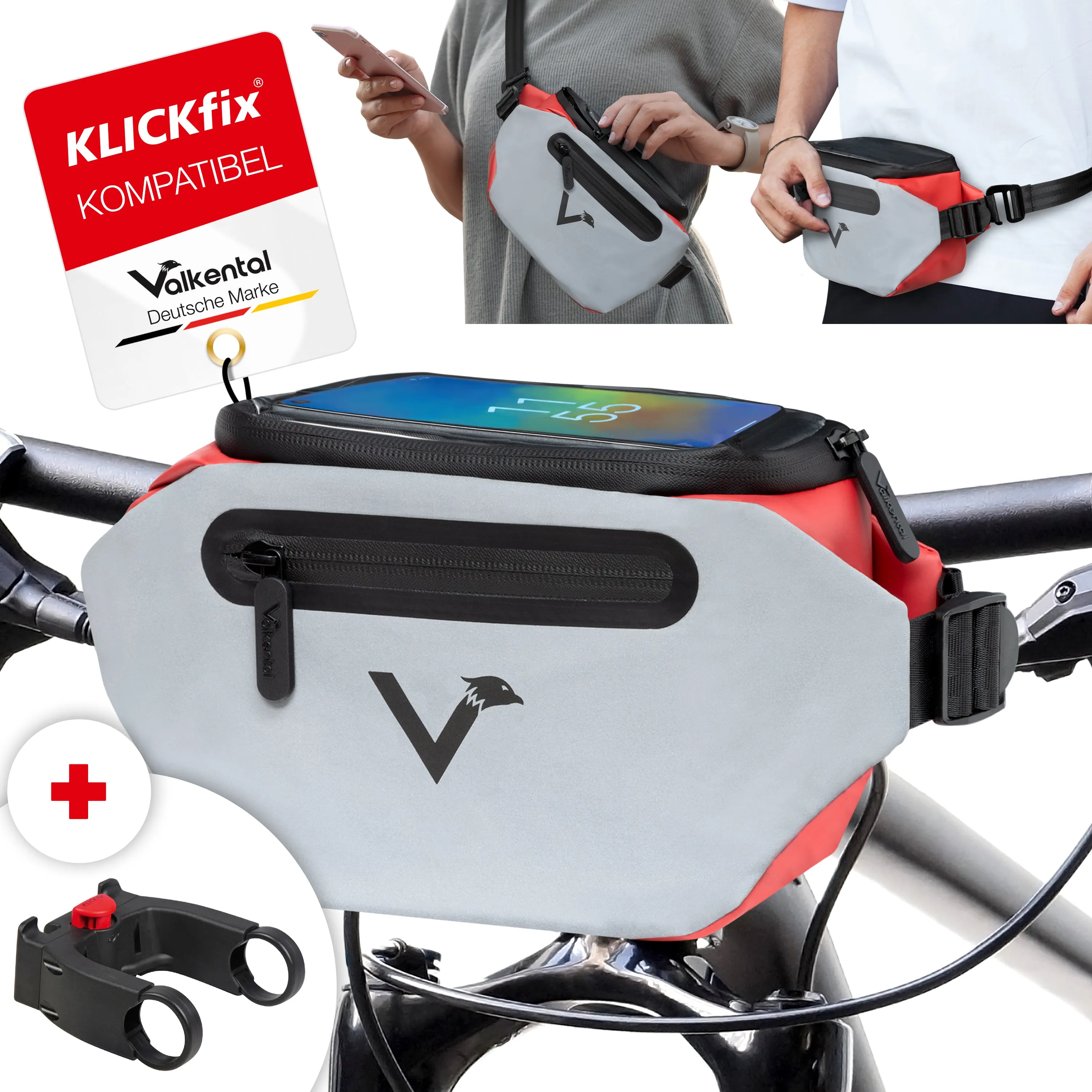3in1 City Bag - Multifunktionale & reflektierende Lenkertasche