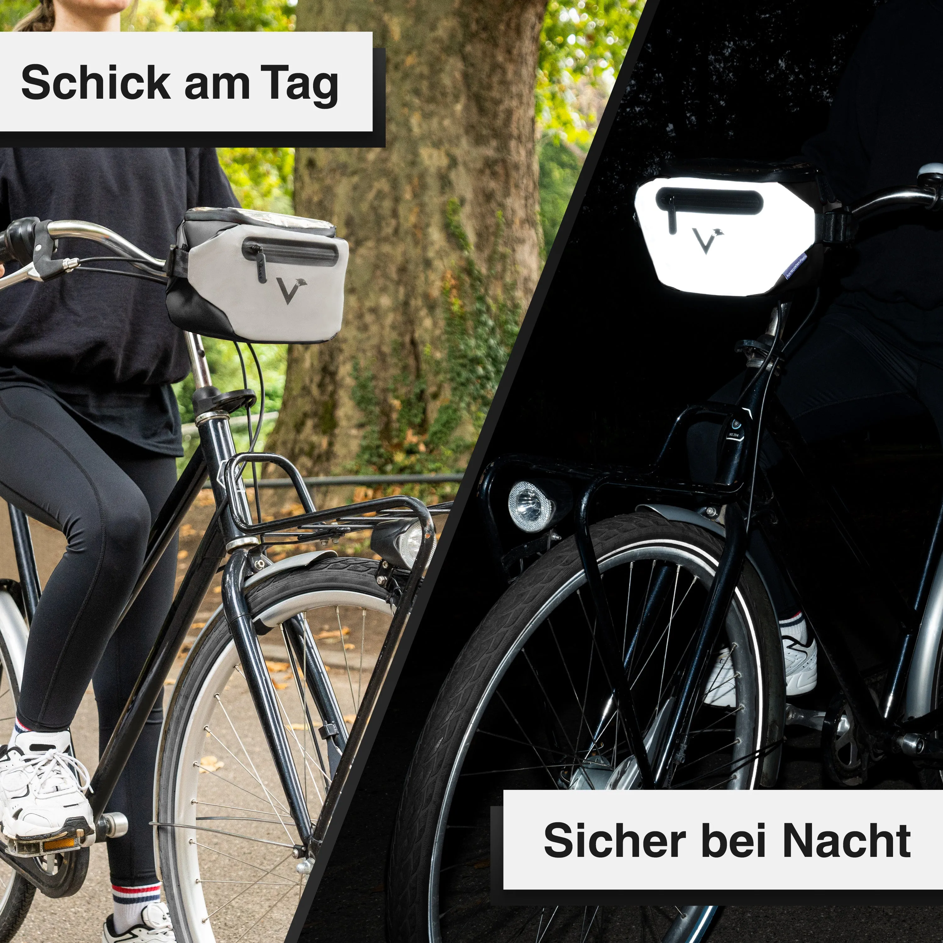 3in1 City Bag - Multifunktionale & reflektierende Lenkertasche
