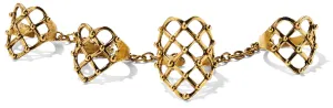 4 Finger Studded Lattice Ring in Gold