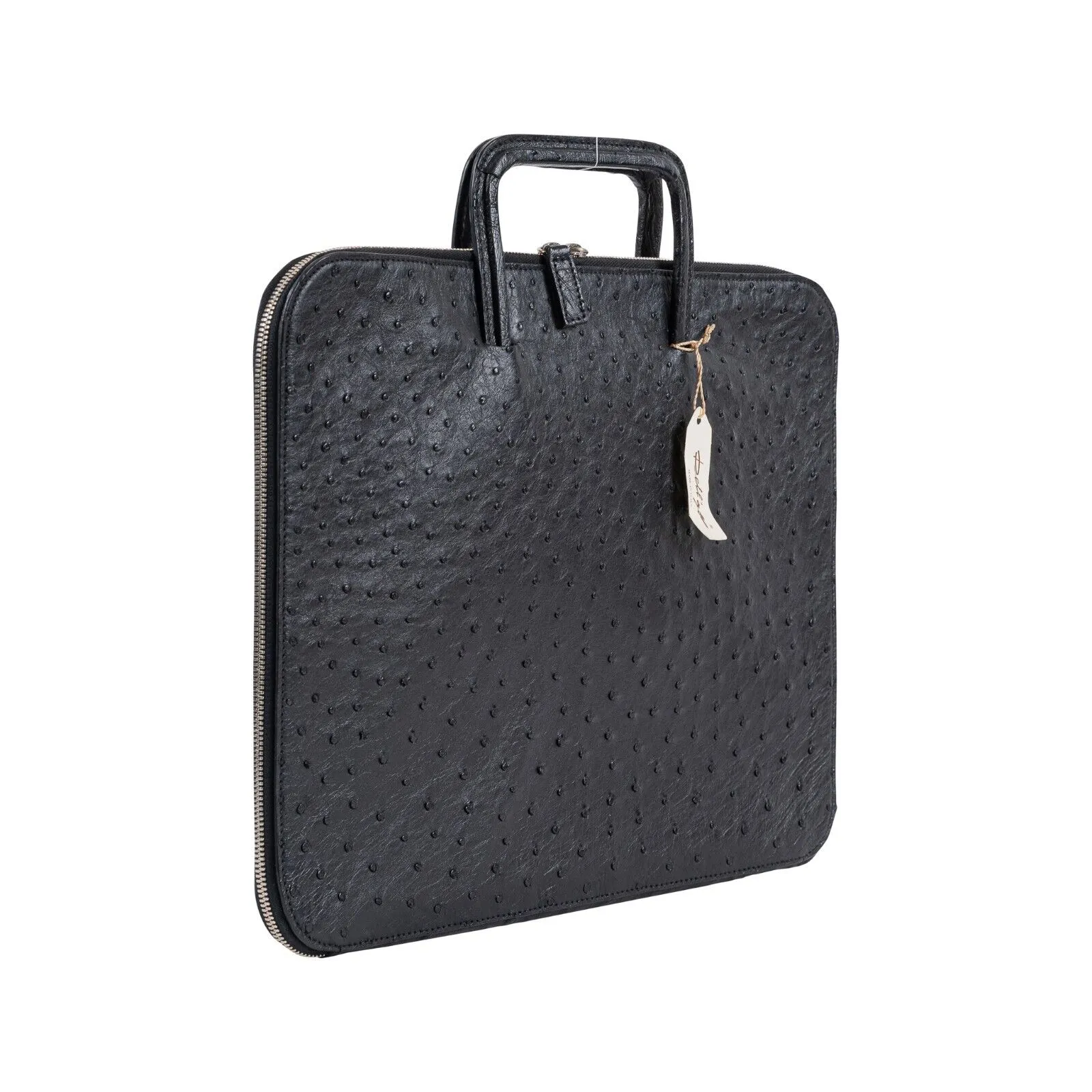$4K LUXURY DELL'GA MILANO Handmade Black Briefcase Business Bag Genuine Ostrich