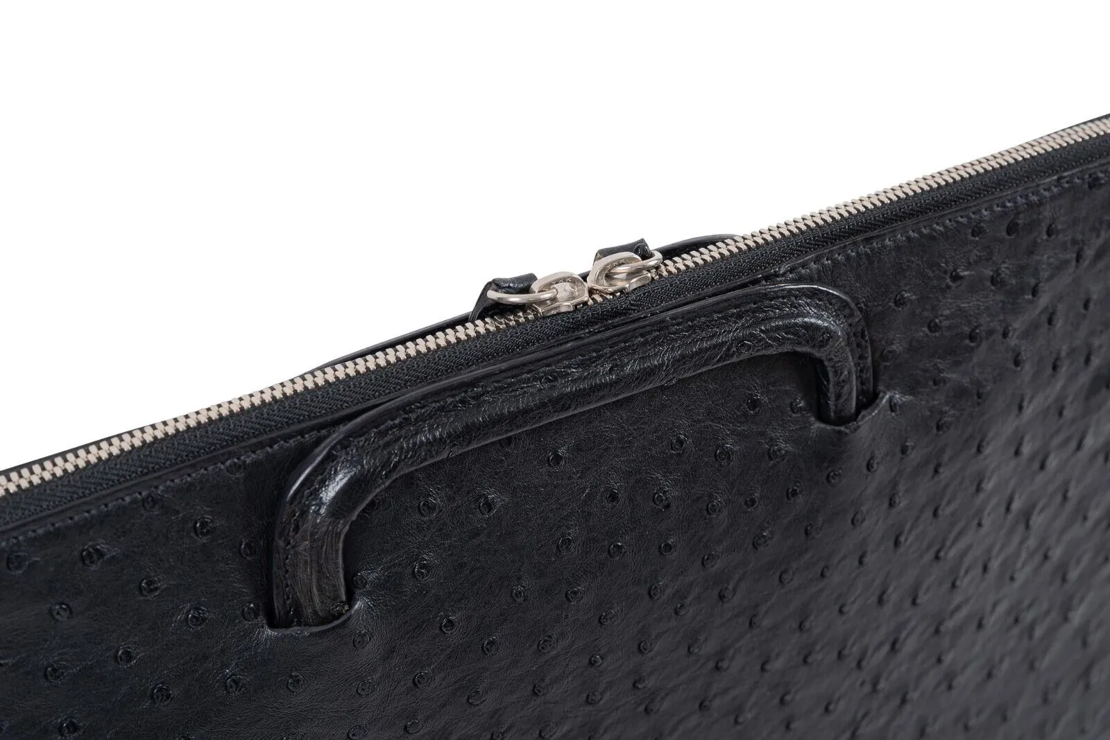 $4K LUXURY DELL'GA MILANO Handmade Black Briefcase Business Bag Genuine Ostrich