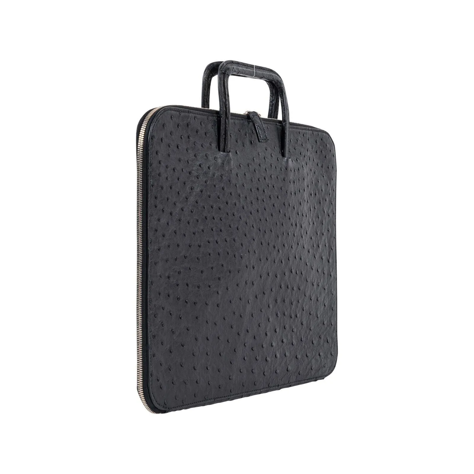 $4K LUXURY DELL'GA MILANO Handmade Black Briefcase Business Bag Genuine Ostrich