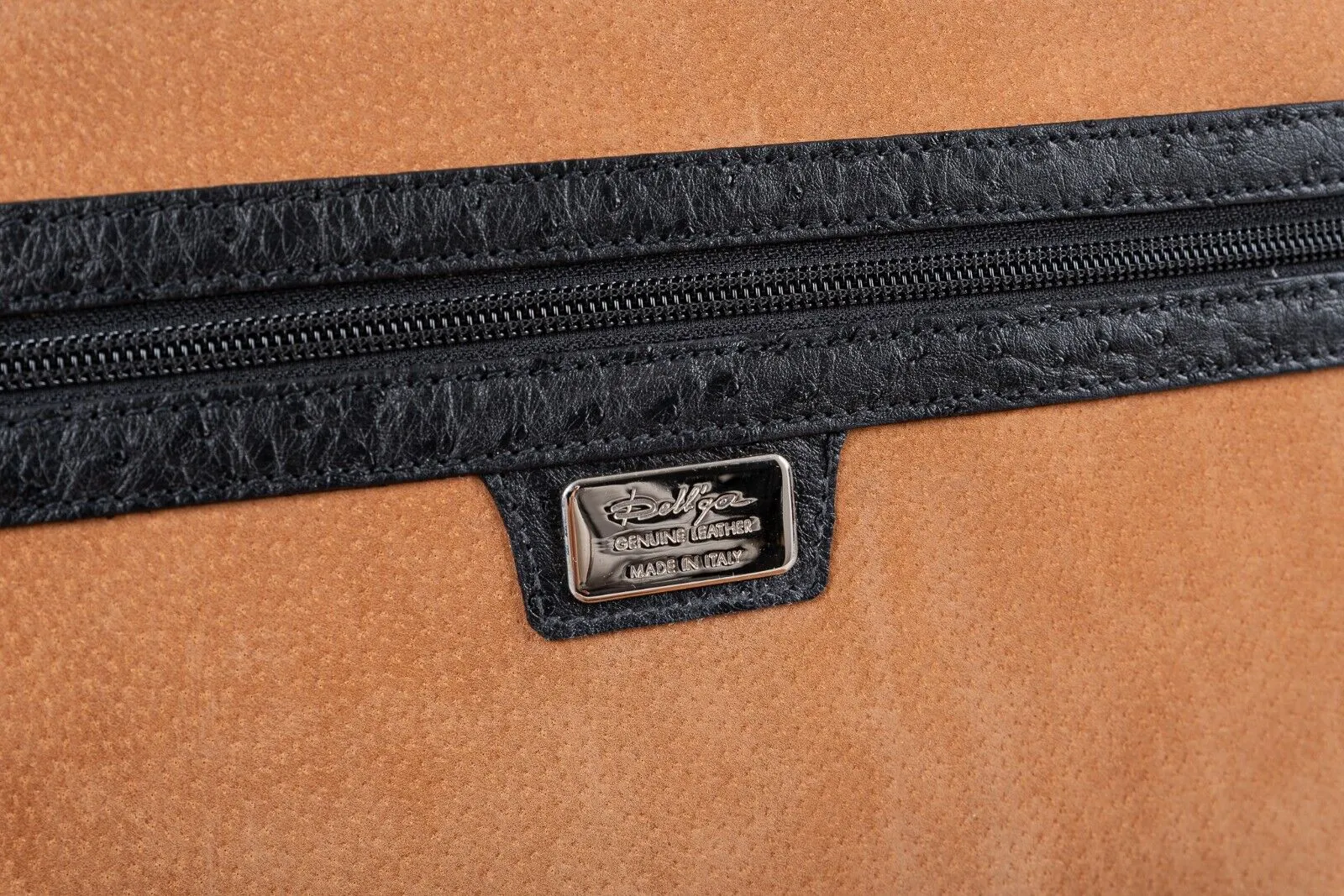 $4K LUXURY DELL'GA MILANO Handmade Black Briefcase Business Bag Genuine Ostrich