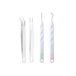 4PC Crafting Basic Weeding Tool Set for Vinyl and HTV (Tweezers, Hook, Weeder and Angled Tweezer )