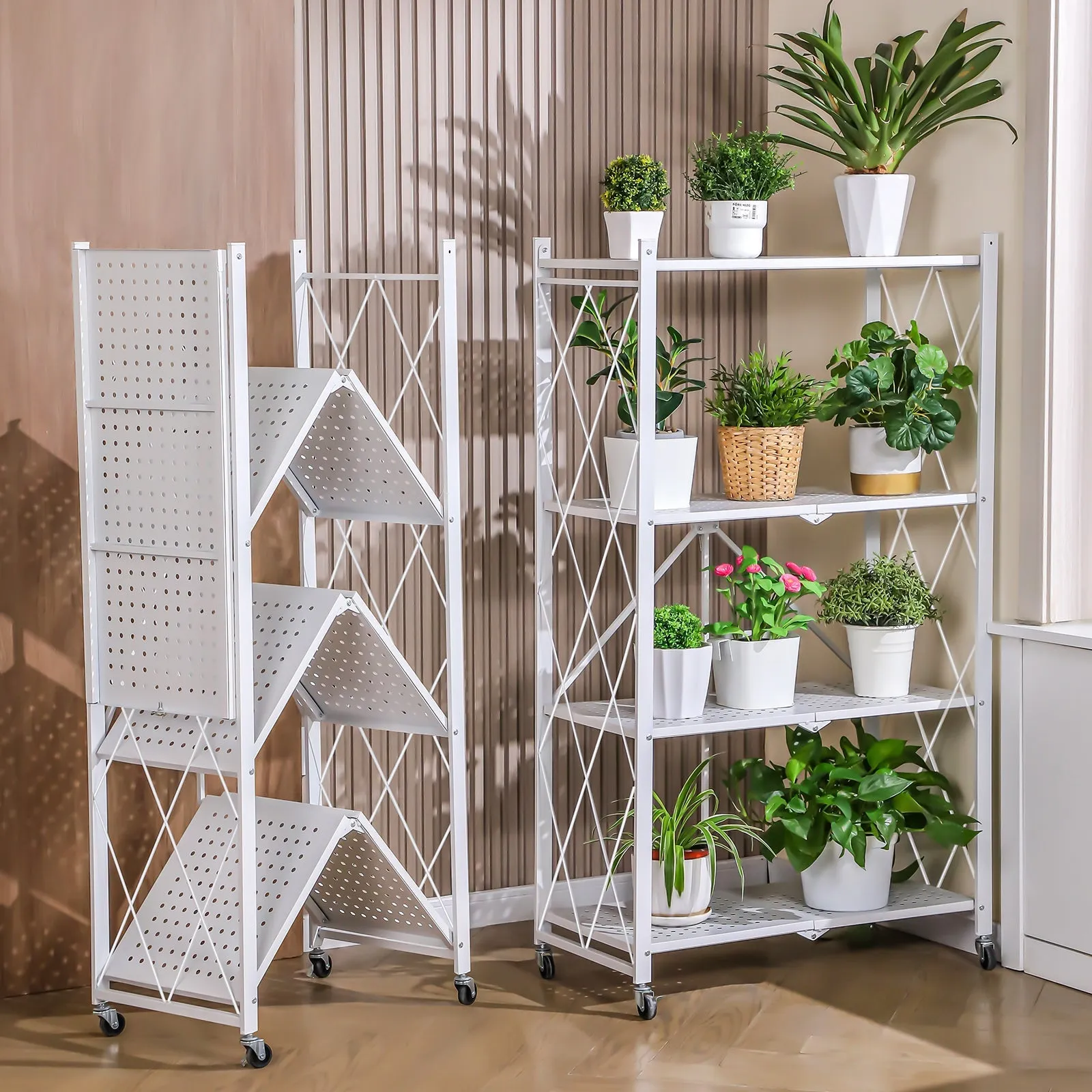 5 Tier White Heavy Duty Foldable Metal Organizer