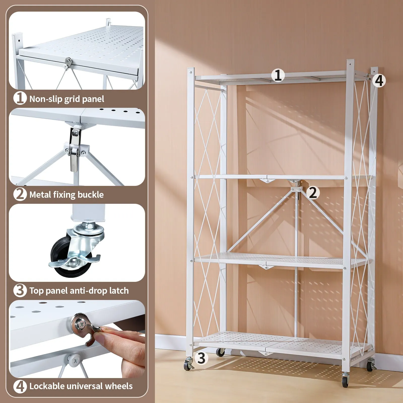 5 Tier White Heavy Duty Foldable Metal Organizer