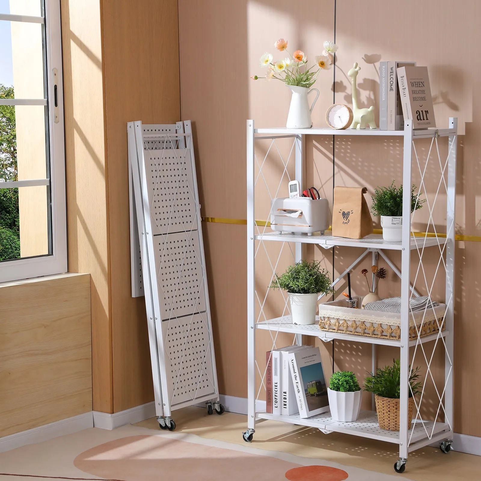 5 Tier White Heavy Duty Foldable Metal Organizer