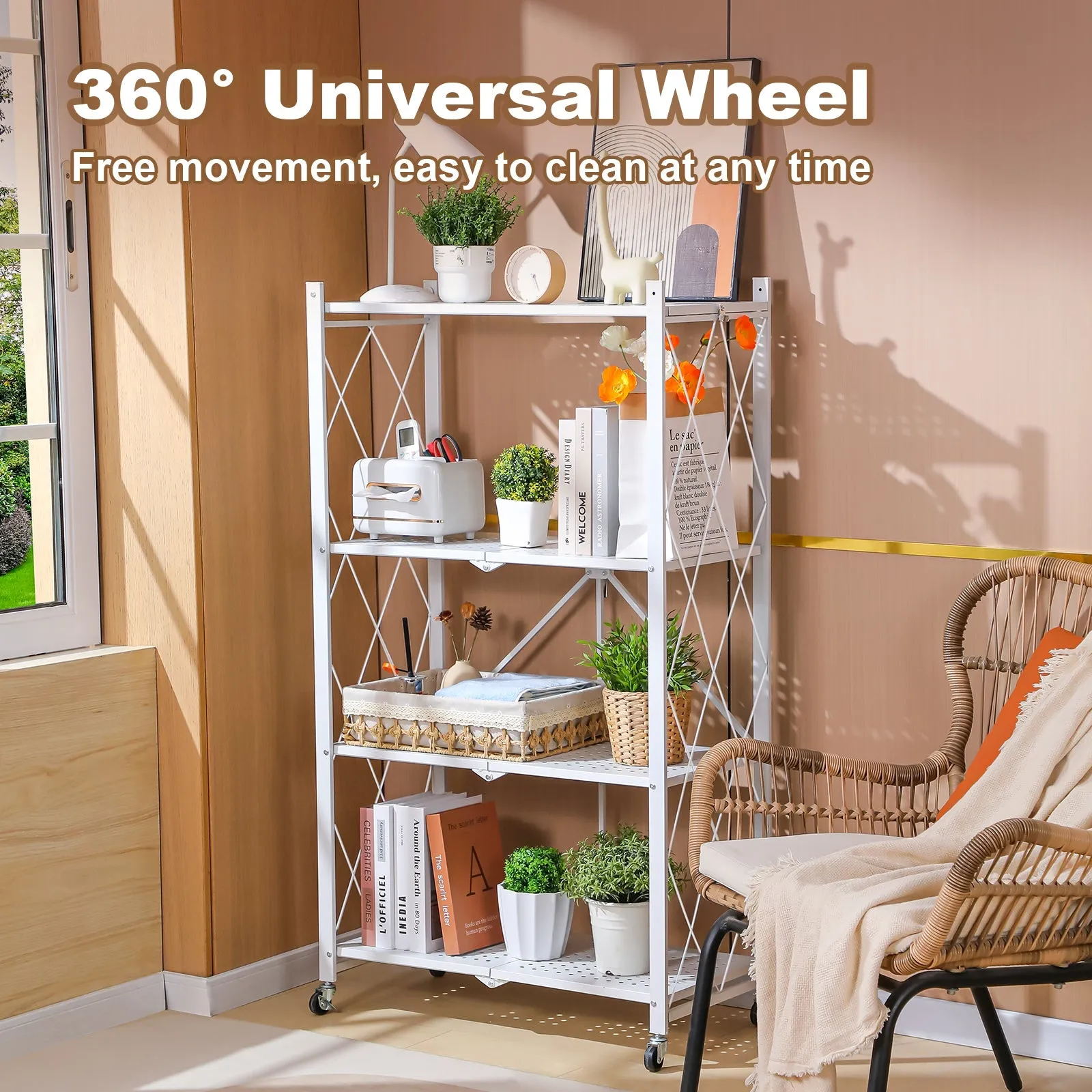 5 Tier White Heavy Duty Foldable Metal Organizer