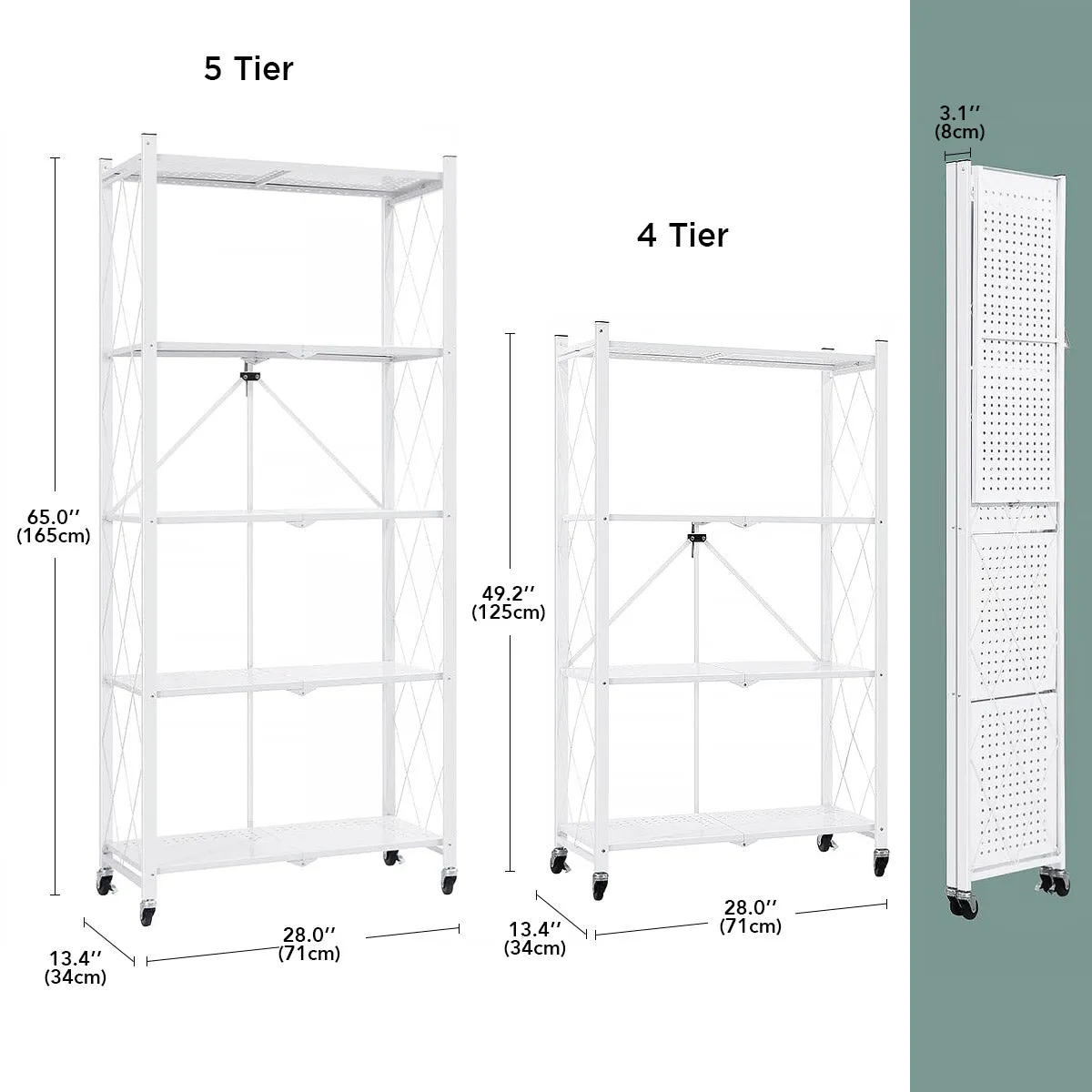 5 Tier White Heavy Duty Foldable Metal Organizer