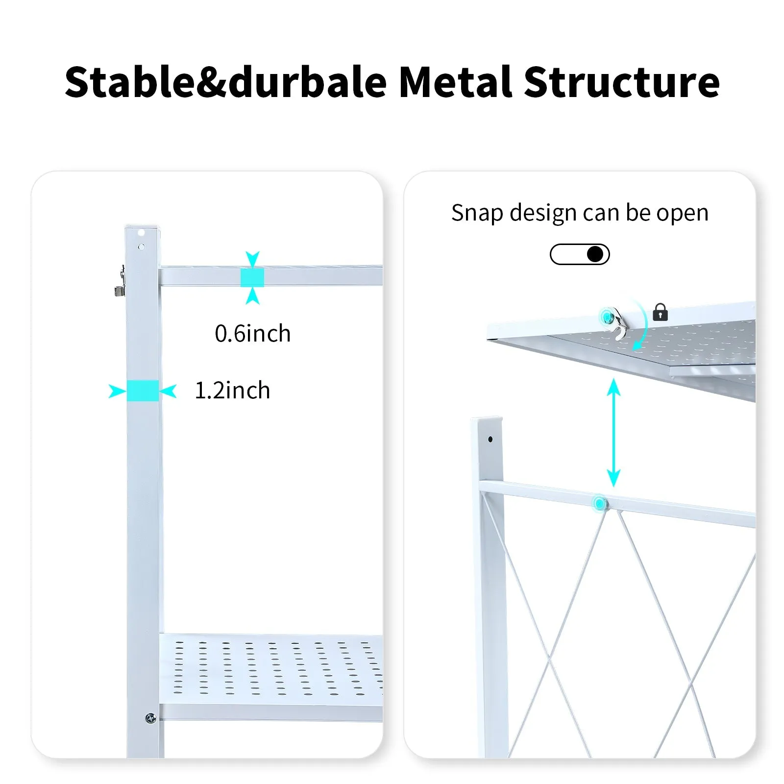 5 Tier White Heavy Duty Foldable Metal Organizer