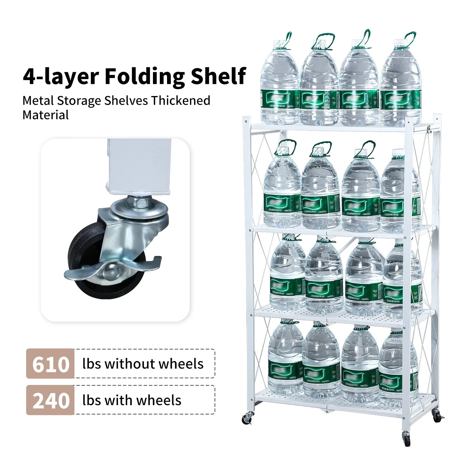5 Tier White Heavy Duty Foldable Metal Organizer