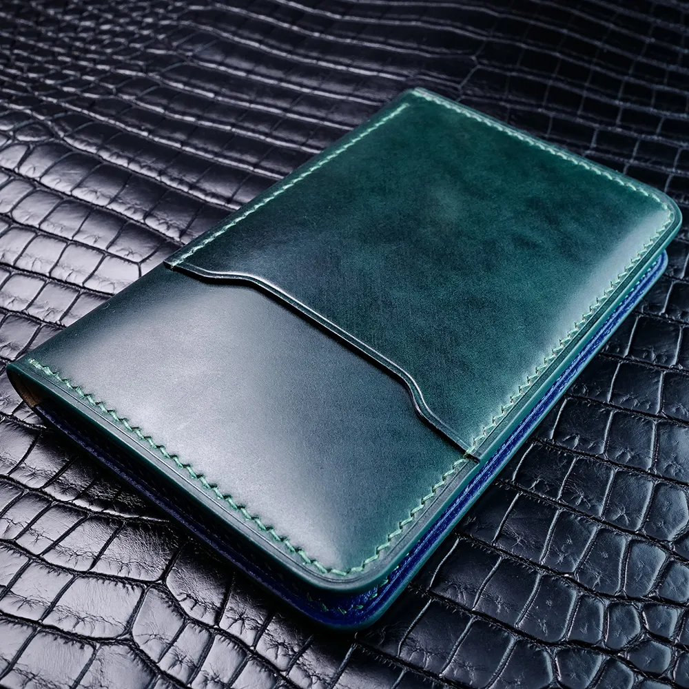 #50.2 Italian Shell Cordovan & French Chèvre Combo Leather Compact Bifold