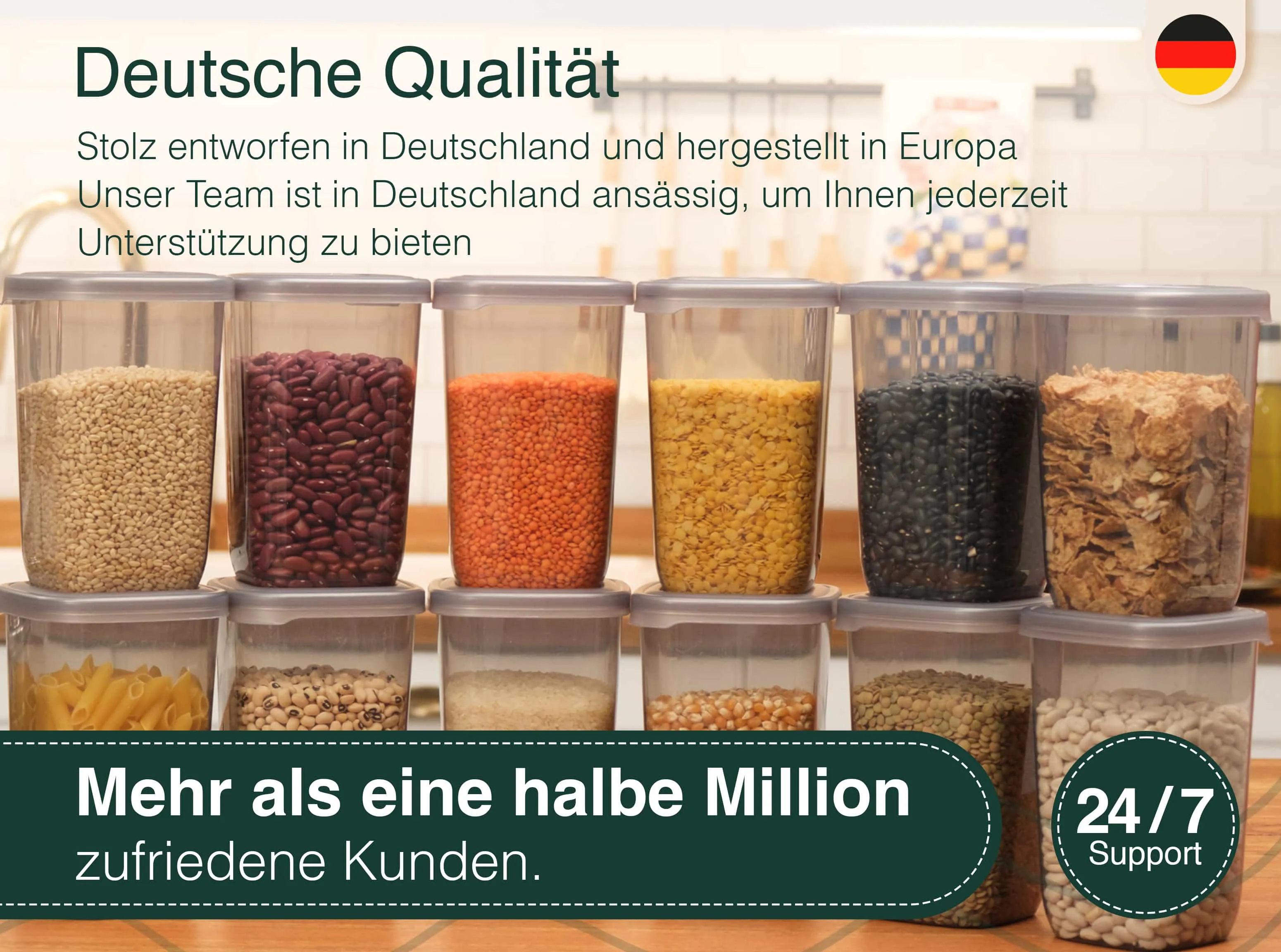 6x1200 ml - Vorratsdosen mit Deckel