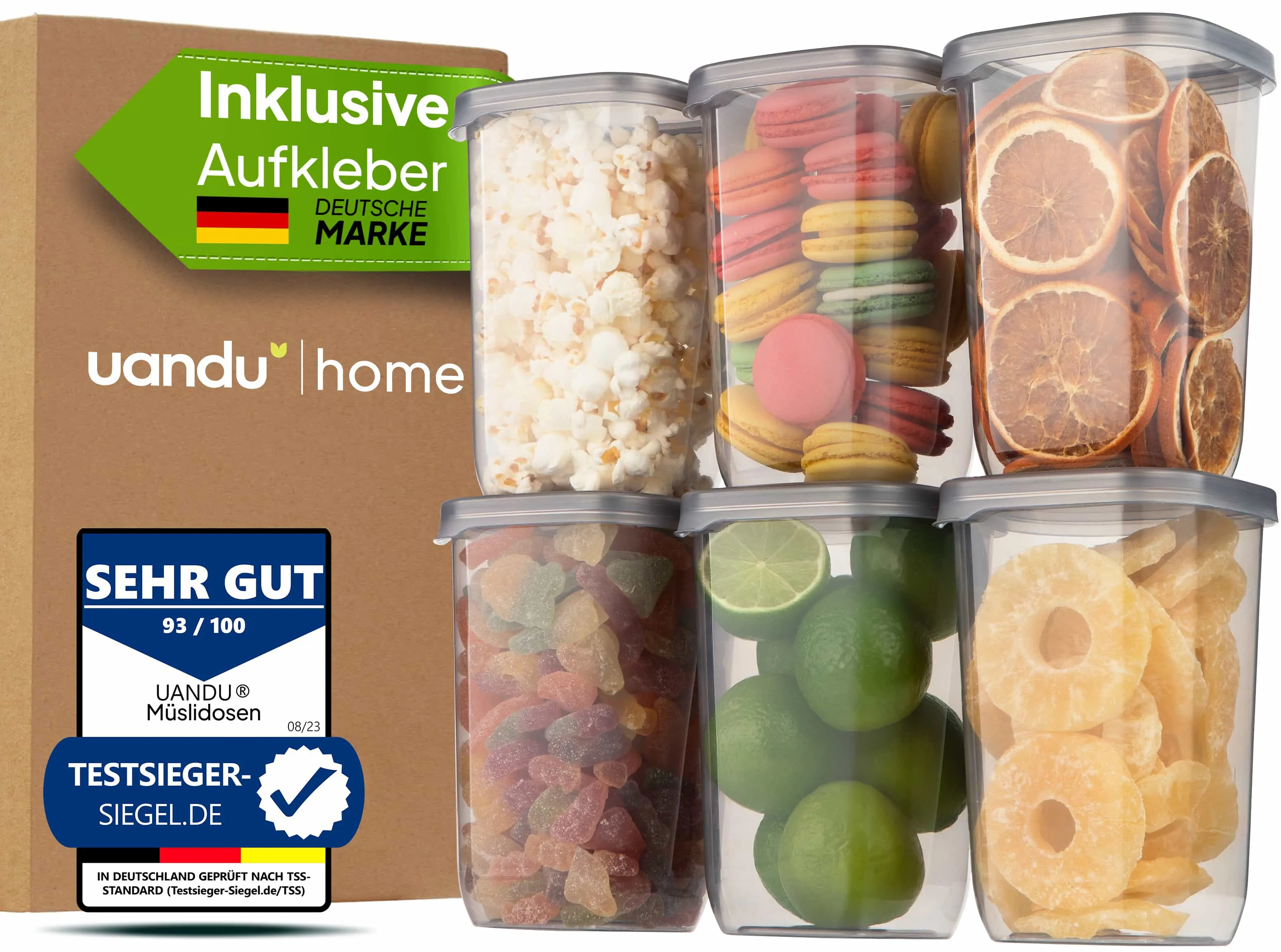 6x1200 ml - Vorratsdosen mit Deckel