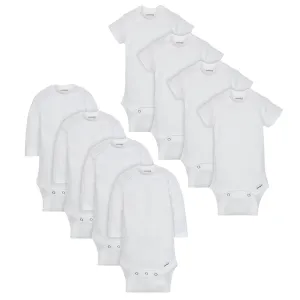 8-Pack Baby Neutral White Long and Short Sleeve Onesies® Brand Bodysuits
