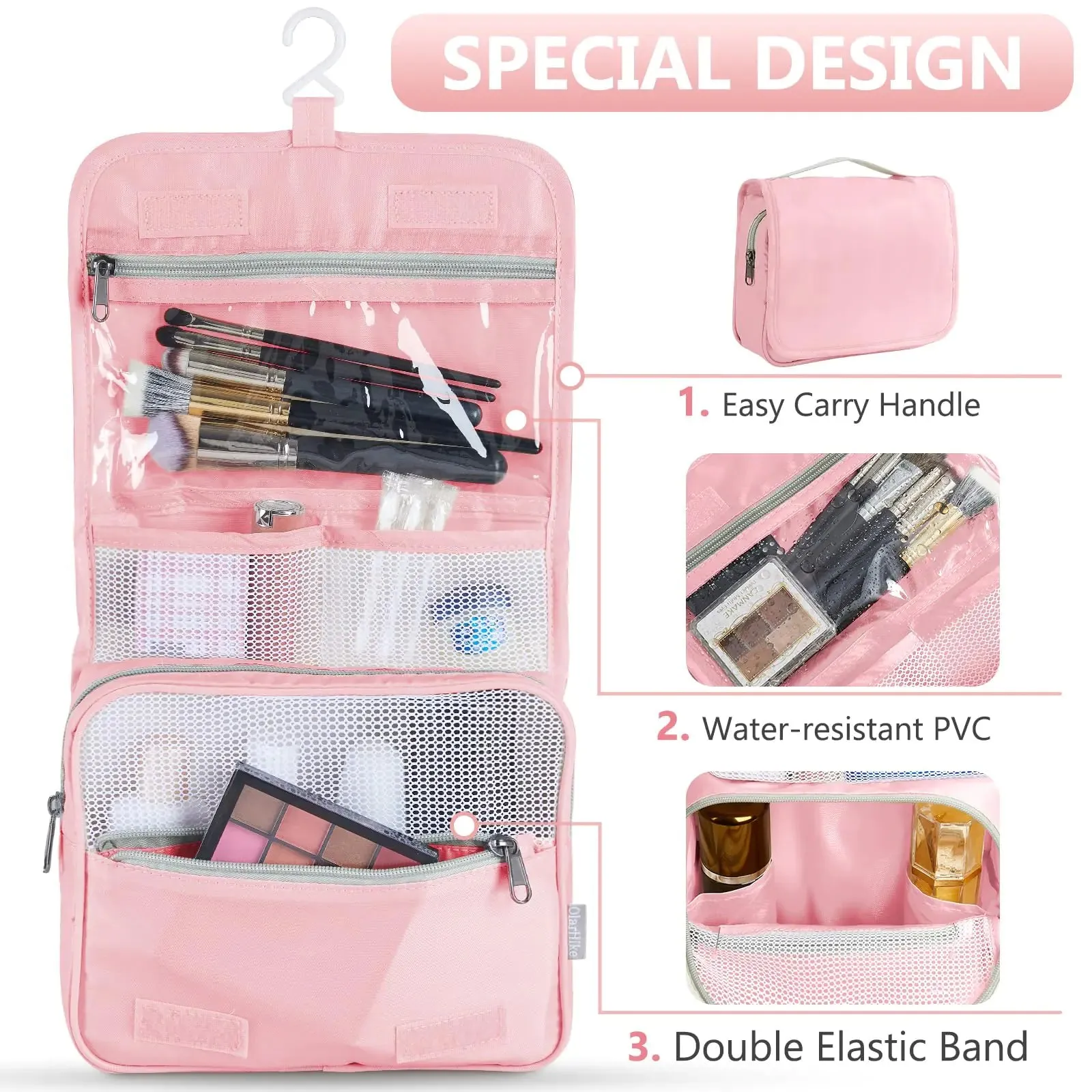 8-Piece Travel Organizer Cubes Set in Pink, Durable Packing Cubes with Toiletry Bag, Multi-Sized Storage