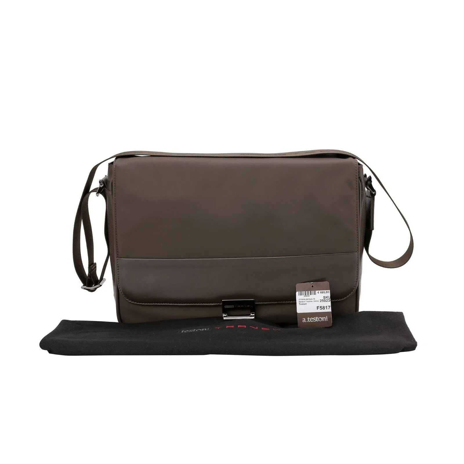 $860 Testoni TRAVEL Mud Hand Luggage Briefcase Calf   Fabric   Pc Case