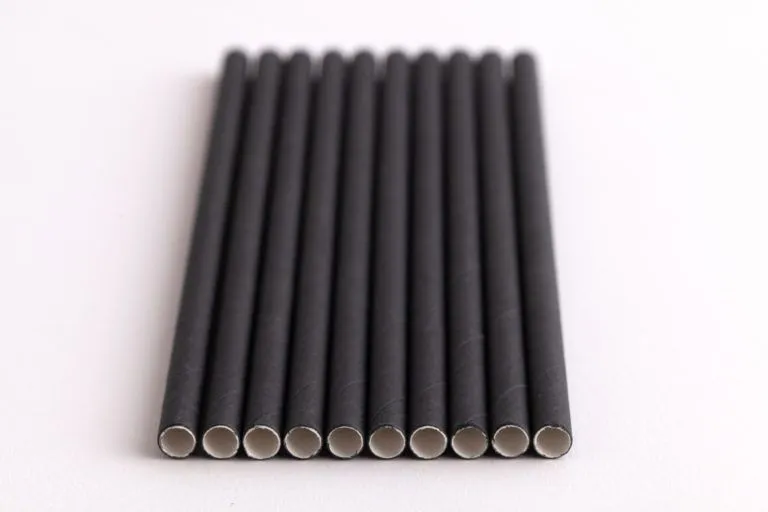 8" Solid Black Cocktail Paper Straw Unwrapped - 4 x 500 - Stone Paper Straws - Eco Friendly