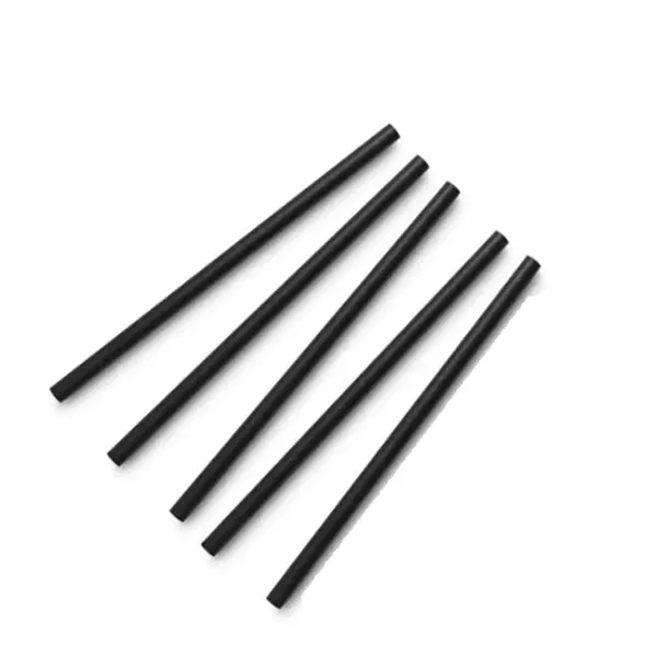 8" Solid Black Cocktail Paper Straw Unwrapped - 4 x 500 - Stone Paper Straws - Eco Friendly