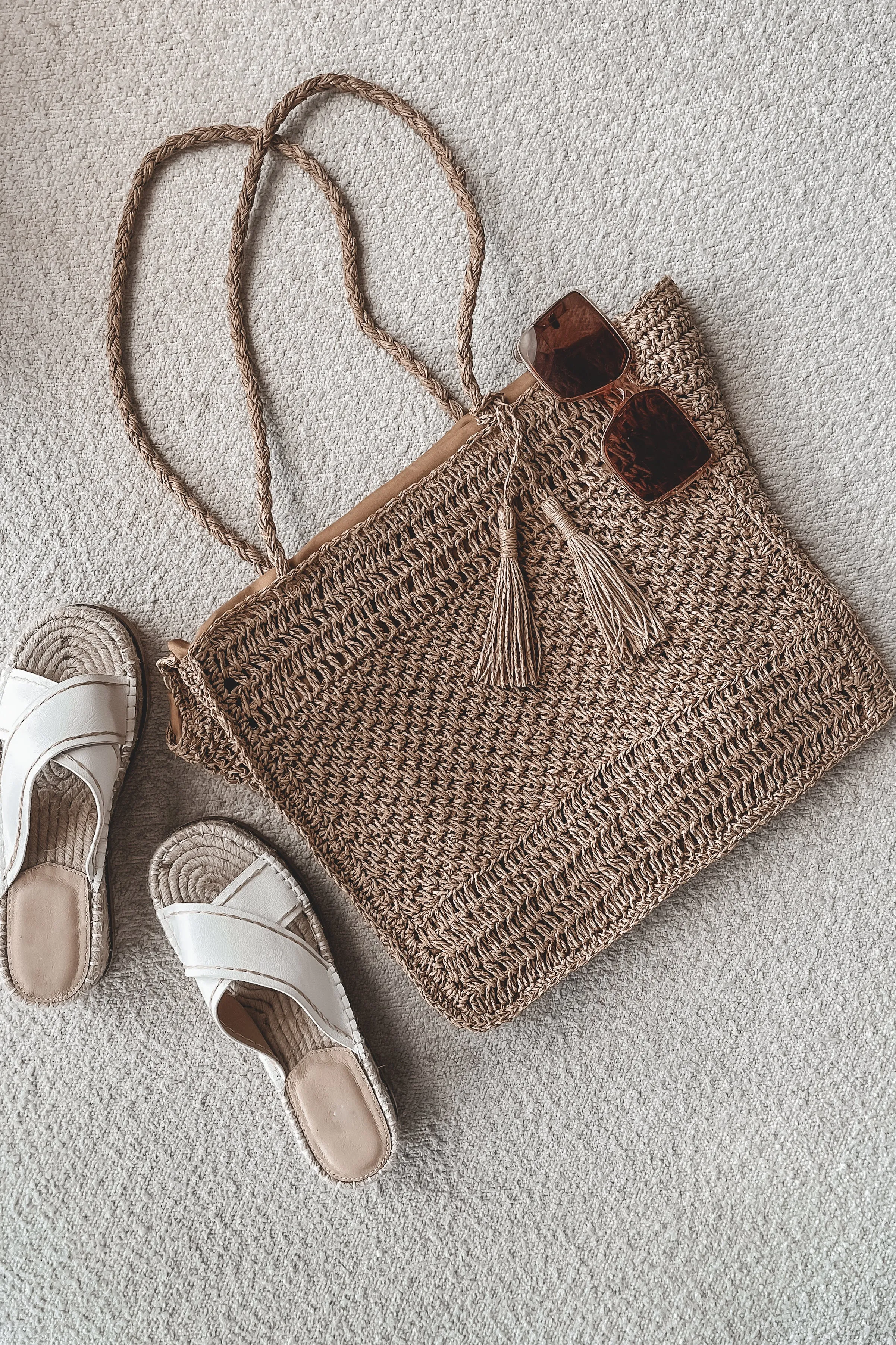 A Stroll On The Beach Straw Knit Tote Bag