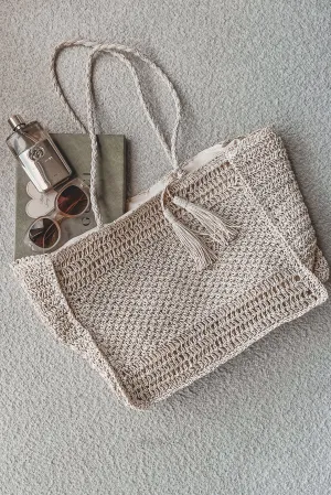 A Stroll On The Beach Straw Knit Tote Bag