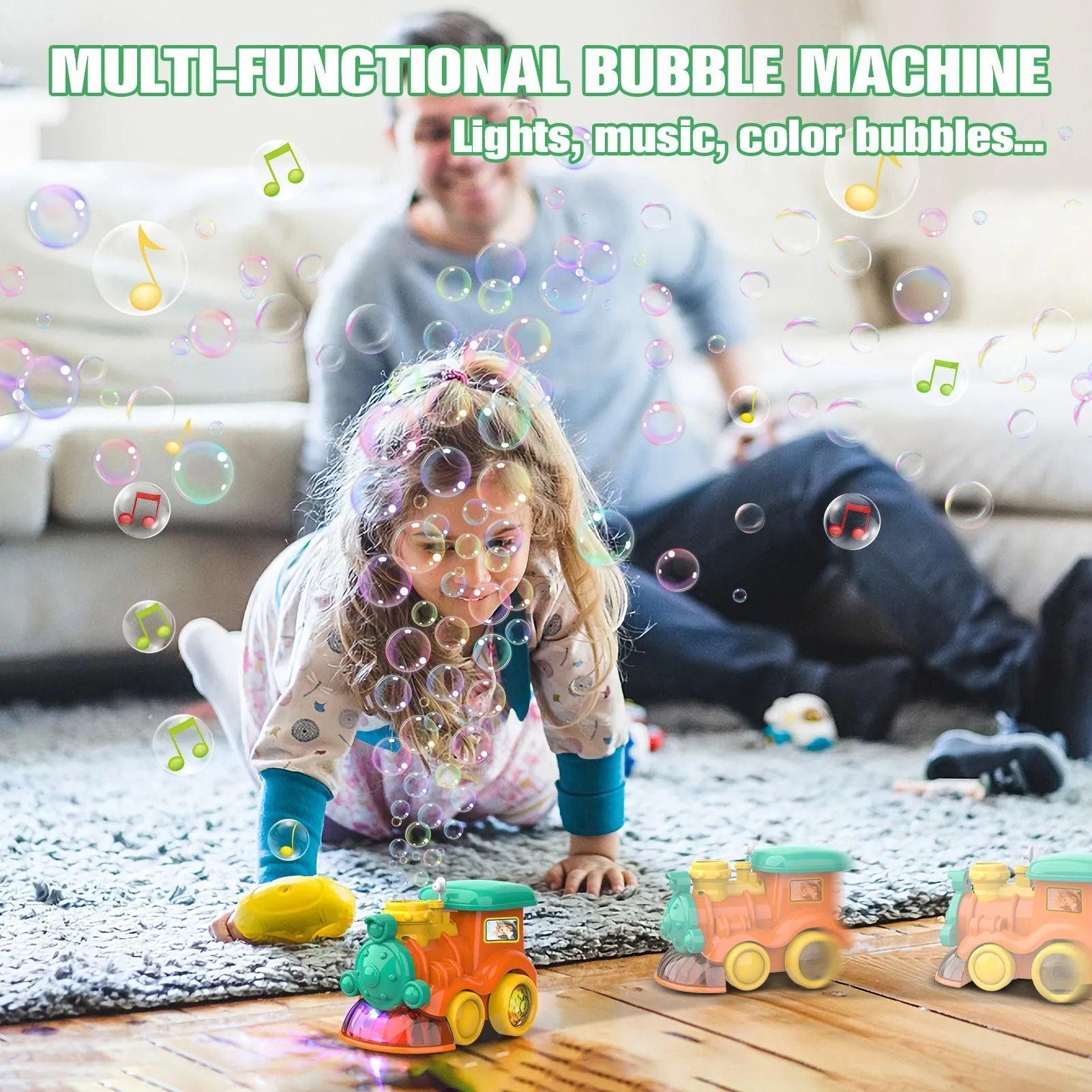 (ABC) Bubble Machine for Toddler, 3000  Bubbles Per Minute, Singing Bubble Train (DNSOA)