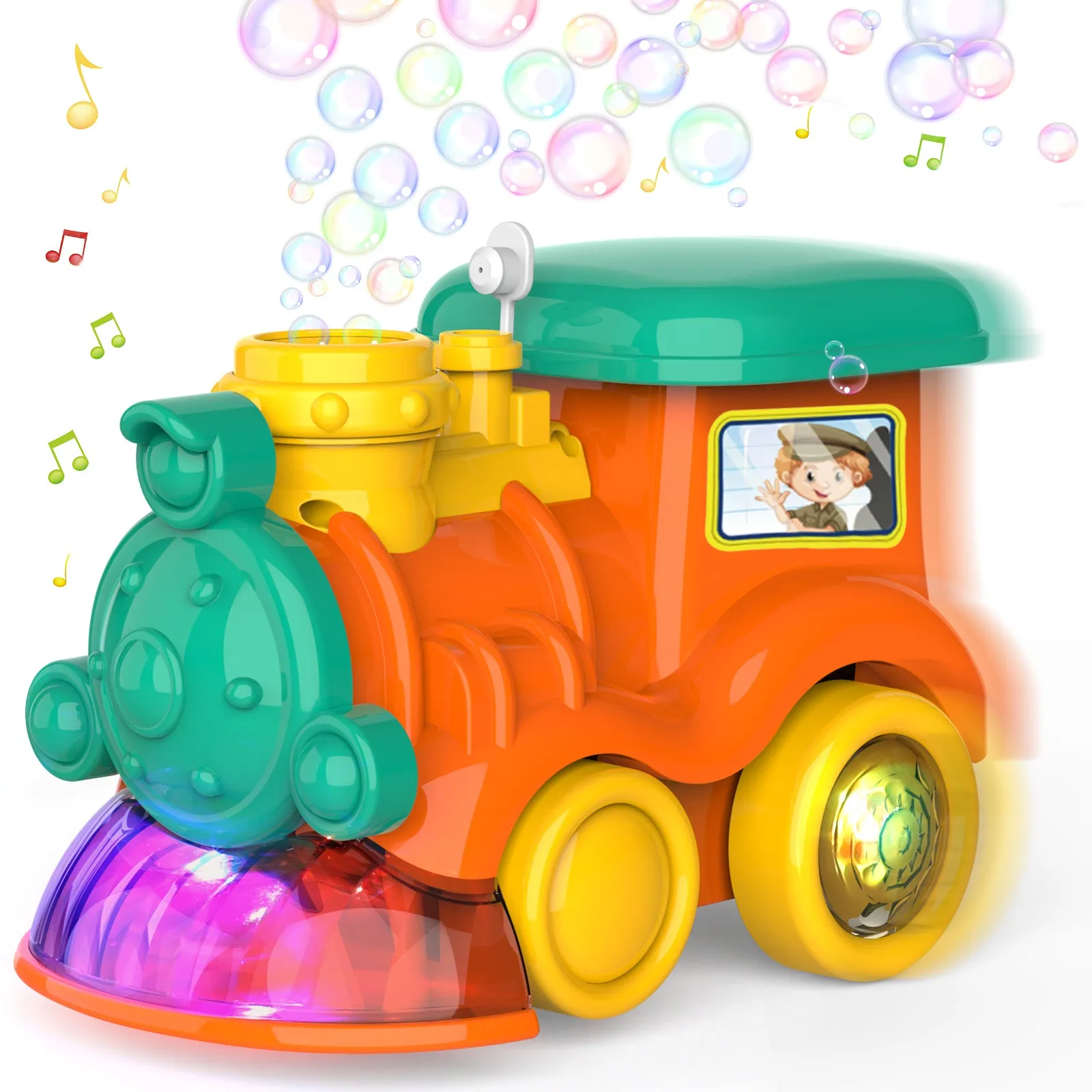 (ABC) Bubble Machine for Toddler, 3000  Bubbles Per Minute, Singing Bubble Train (DNSOA)