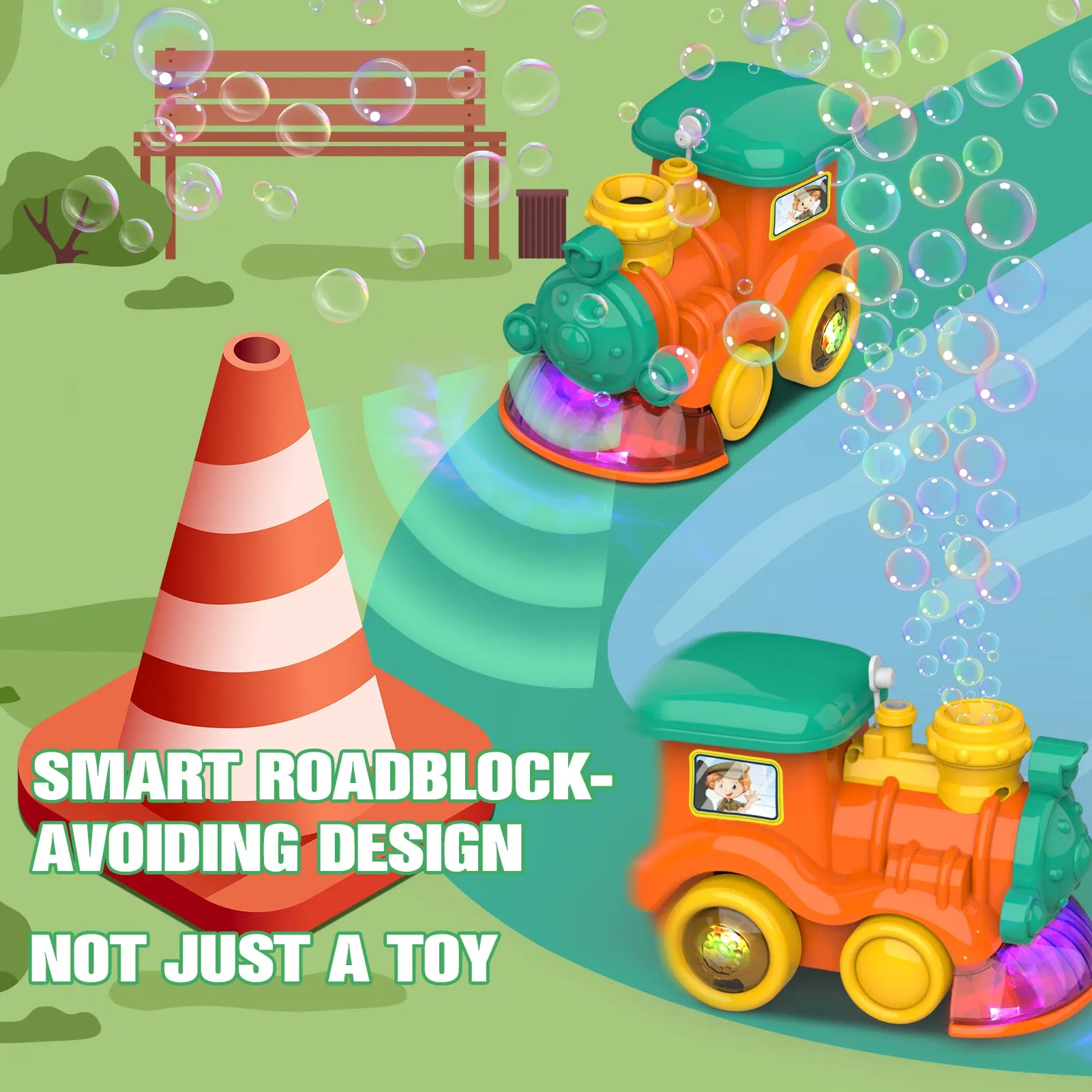 (ABC) Bubble Machine for Toddler, 3000  Bubbles Per Minute, Singing Bubble Train (DNSOA)
