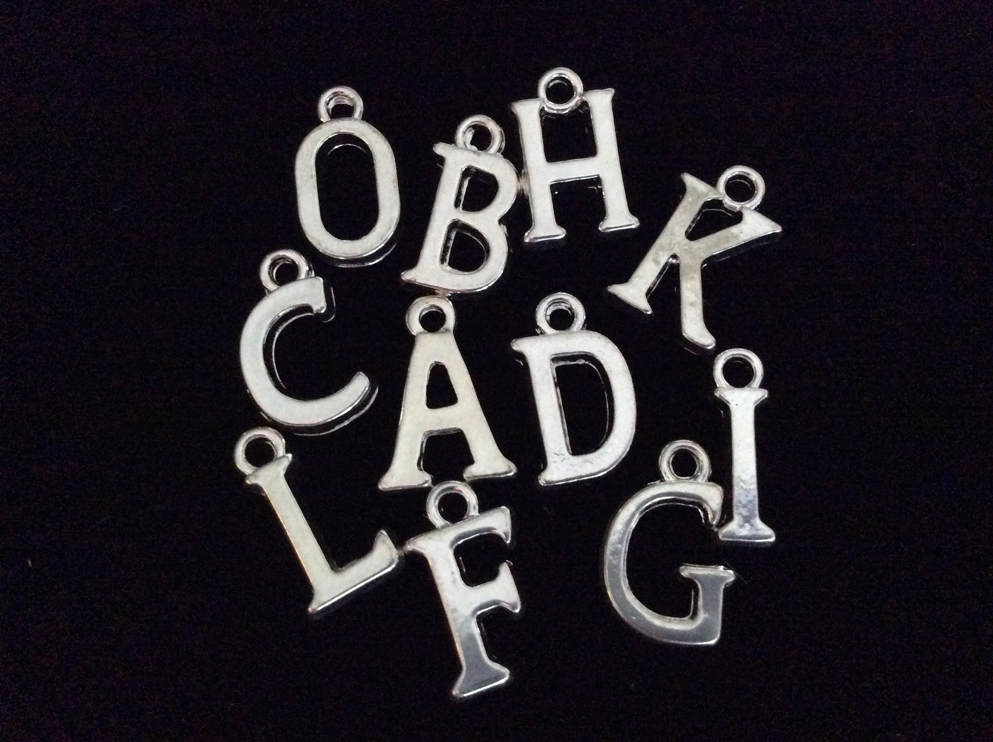 Add A Silver Plated Letter Initial Charm to an Expandable Adjustable Wire Bangle Bracelet in shop Jules Obsession