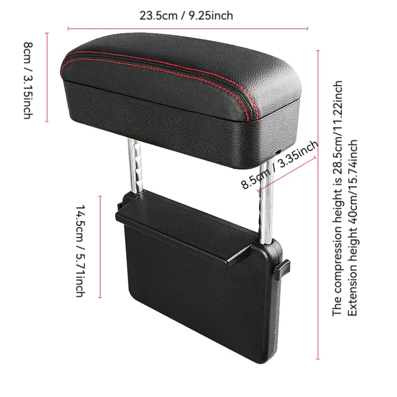 Adjustable Car Armrest Organizer Pad & Elbow Support Extender for Central Console - Universal Fit for Most Vehicles