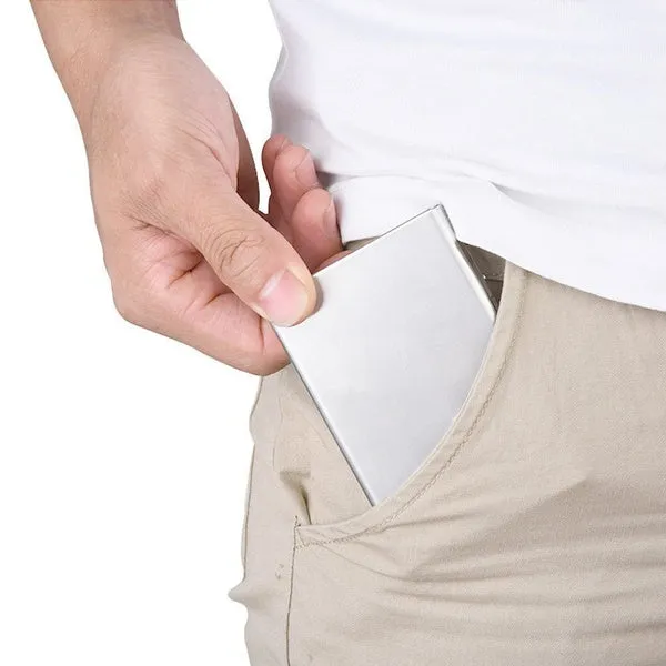 Anti-Scan Stainless Steel Case Slim RFID Blocking Wallet ID Credit Card Holder Men