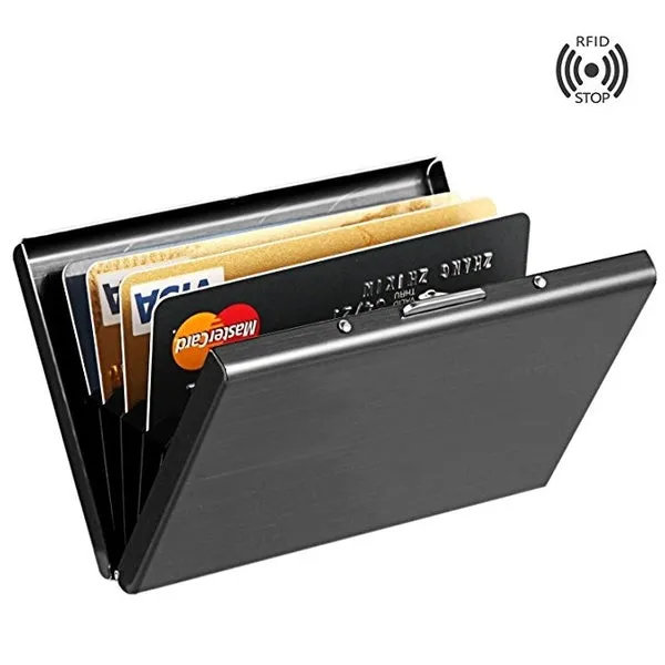 Anti-Scan Stainless Steel Case Slim RFID Blocking Wallet ID Credit Card Holder Men