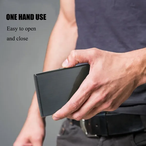 Anti-Scan Stainless Steel Case Slim RFID Blocking Wallet ID Credit Card Holder Men