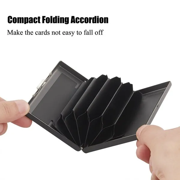 Anti-Scan Stainless Steel Case Slim RFID Blocking Wallet ID Credit Card Holder Men