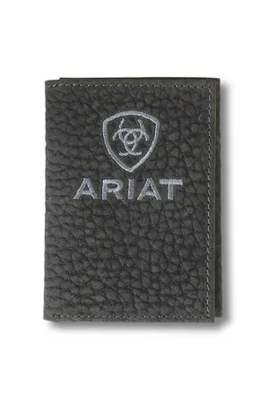 Ariat Mens Pebbled Bull Hide Leather Trifold Wallet