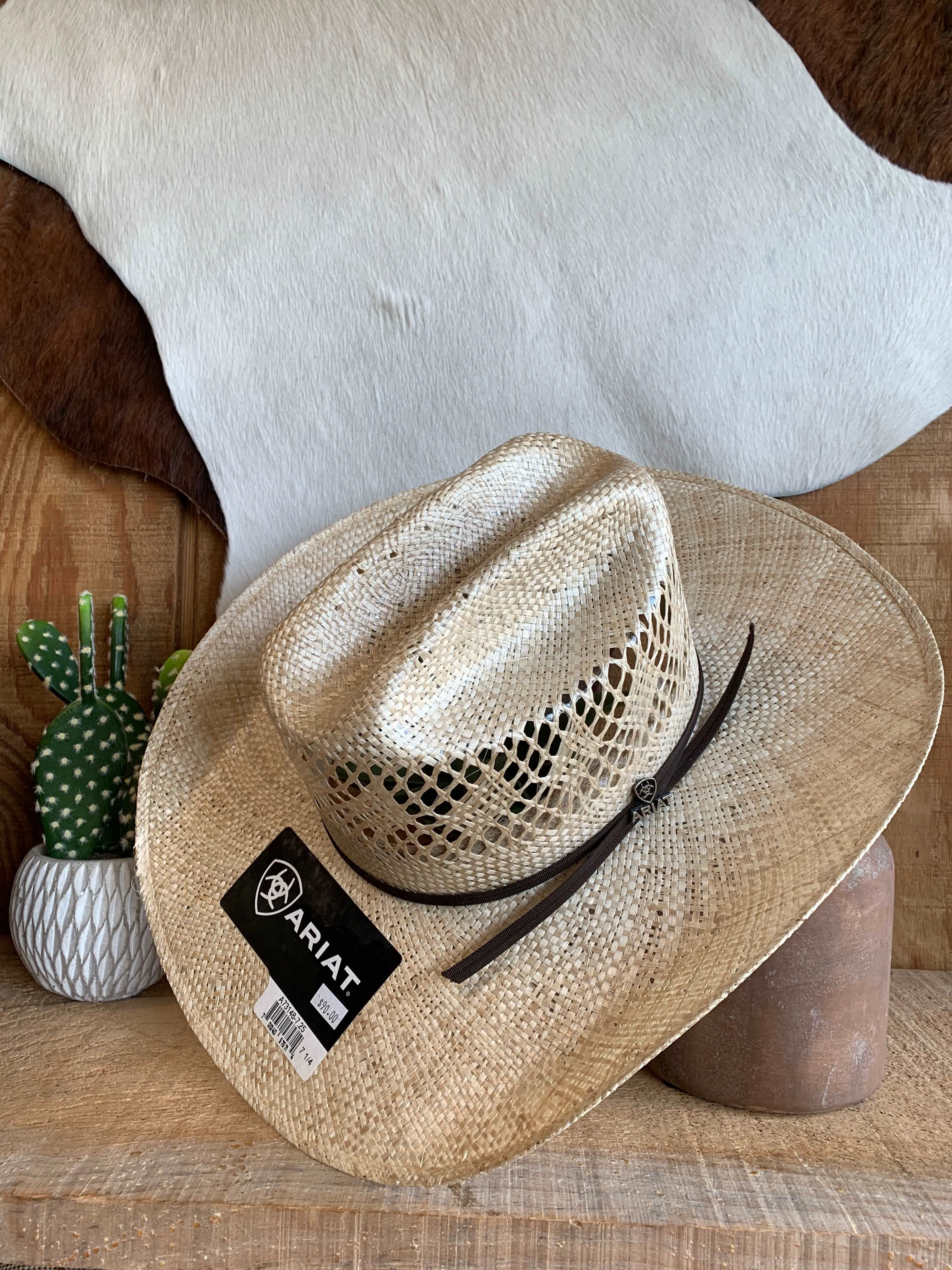 ARIAT NATURAL MEN'S TWISTED WEAVE STRAW HAT
