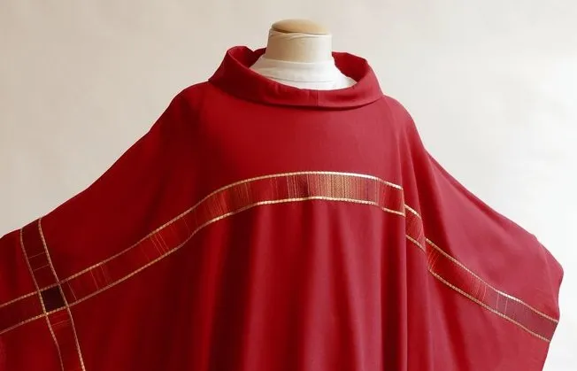 Asymmetrical Cross Red Chasuble